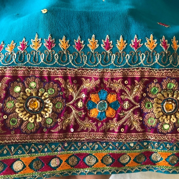 Aqua georgette crepe blend Saree Vintage [firm] - Picture 12 of 13